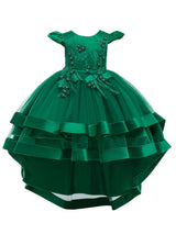 Jewel Neck Tulle Sleeveless With Train Princess Bows Kids Social Party Dresses-Dbrbridal