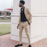 Khaki Slim Fit Two Piece Men Suit-Dbrbridal