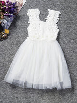 Kids Tutu Lace Applique Peach Beading Short Dinner Party Dresses-Dbrbridal