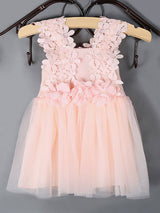 Kids Tutu Lace Applique Peach Beading Short Dinner Party Dresses-Dbrbridal