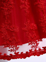 Lace Bow A-line Kids Short Formal Party Dress-Dbrbridal