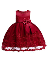 Lace Bow A-line Kids Short Formal Party Dress-Dbrbridal