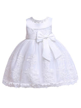 Lace Bow A-line Kids Short Formal Party Dress-Dbrbridal