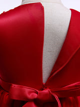 Lace Bow A-line Kids Short Formal Party Dress-Dbrbridal