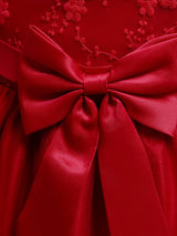 Lace Bow A-line Kids Short Formal Party Dress-Dbrbridal