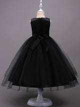 Lace Embroidered Kids Tutu Dress Tulle Sleeveless Burgundy Little Girls Party Dress-Dbrbridal