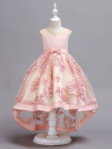 Lace High Low Kids Formal Asymmetrical Little Girls Social Party Dress-Dbrbridal