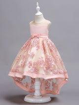 Lace High Low Kids Formal Asymmetrical Little Girls Social Party Dress-Dbrbridal