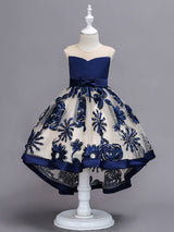 Lace High Low Kids Formal Asymmetrical Little Girls Social Party Dress-Dbrbridal