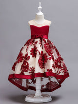 Lace High Low Kids Formal Asymmetrical Little Girls Social Party Dress-Dbrbridal