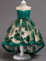 Lace High Low Kids Formal Asymmetrical Little Girls Social Party Dress-Dbrbridal