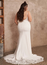 Lace Mermaid Fitted Wedding Dresses Open Back for Plus Size Women-Dbrbridal