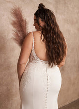 Lace Mermaid Fitted Wedding Dresses Open Back for Plus Size Women-Dbrbridal