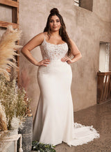 Lace Mermaid Fitted Wedding Dresses Open Back for Plus Size Women-Dbrbridal