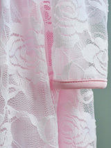 Lace Pink Round Neck Long Sleeve Flower Girl Dress-Dbrbridal