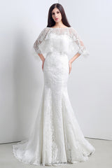Lace Sweatheart Trumpet/Mermaid Wedding Dress With Lace Cape-Dbrbridal