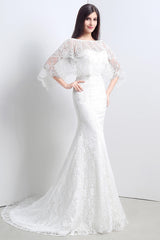 Lace Sweatheart Trumpet/Mermaid Wedding Dress With Lace Cape-Dbrbridal