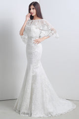Lace Sweatheart Trumpet/Mermaid Wedding Dress With Lace Cape-Dbrbridal