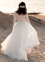 Lace Tulle Chic A-line Wedding Dresses Long Sleeves-Dbrbridal