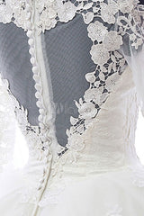 Lace Wedding Dress Princess Bridal Dress White Off The Shoulder Applique Illusion Heart Back Design Luxury Bridal Gown With Cathedral Train-Dbrbridal