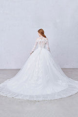 Lace Wedding Dress Princess Bridal Dress White Off The Shoulder Applique Illusion Heart Back Design Luxury Bridal Gown With Cathedral Train-Dbrbridal