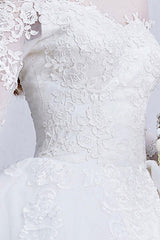 Lace Wedding Dress Princess Bridal Dress White Off The Shoulder Applique Illusion Heart Back Design Luxury Bridal Gown With Cathedral Train-Dbrbridal