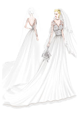 Lace Wedding Dresses Chiffon Chic V-Neck A-line Long Sleeve Lace Applique Beach Wedding Bridal Dress With Train Free Customization-Dbrbridal