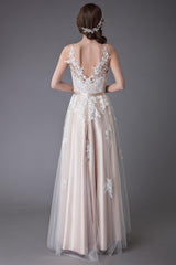 Lace Wedding Dresses High Low Bow Sash Tulle Applique Summer Beach Colored Bridal Gowns Exclusive-Dbrbridal