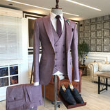 Latest Purple Small Plaid Peaked Lapel One Button Bespoke Men Suits For Proms-Dbrbridal