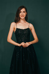 Lavender Spaghetti-Straps Lace Appliques High split Prom Dress-Dbrbridal