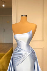 Light Blue A-line Sleeveless Long Modest Evening Prom Dresseses-Dbrbridal