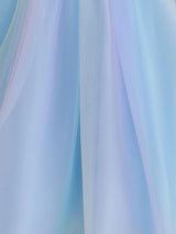 Light Blue Designed Neckline Polyester Sleeveless Short A-Line Polyester Cotton Tulle Sequins Kids Social Party Dresses-Dbrbridal