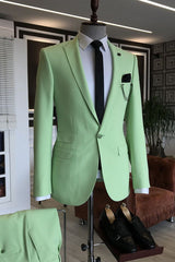 Light Green Peaked Lapel 3 Flaps Mens Prom Suits-Dbrbridal
