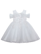 Light Pink Jewel Neck Short Sleeves Short A-Line Flowers Kids Party Dresses-Dbrbridal