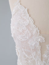 Light Pink Wedding Dresses A Line V-Neck Sleeveless Backless Long Lace Bridal Gown-Dbrbridal