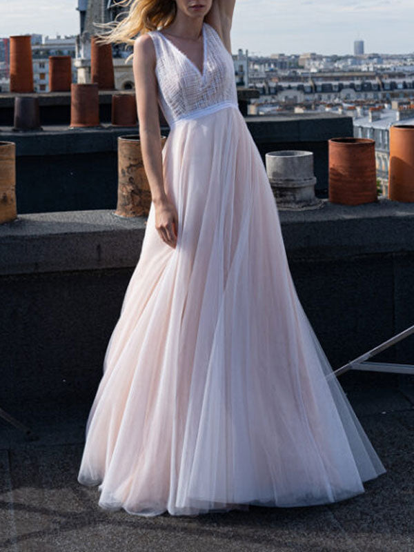 Light Pink Wedding Dresses Tulle V-Neck Sleeveless A-Line Bridal Dress Dbrbridal Light Pink Wedding Dresses Tulle V-Neck Sleeveless A-Line Bridal Dress Dbrbridal