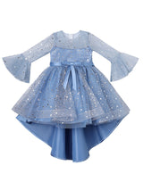 Light Sky Blue Jewel Neck Half Sleeves Sequins Formal Kids Pageant flower girl dresses-Dbrbridal