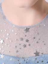 Light Sky Blue Jewel Neck Half Sleeves Sequins Formal Kids Pageant flower girl dresses-Dbrbridal