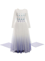 Light Sky Blue Jewel Neck Polyester Long Sleeves Tea-Length A-Line Polyester Cotton Tulle Sequins Formal Kids Pageant flower girl dresses-Dbrbridal