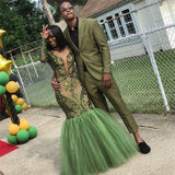 Lime Green Two Piece Slim Fit Fashion Prom Outfits-Dbrbridal