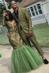 Lime Green Two Piece Slim Fit Fashion Prom Outfits-Dbrbridal