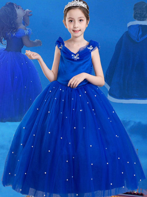 Girls cobalt blue dress - Main Image