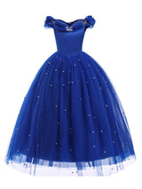 Little Girls Royal Blue flower girl dress Princess Beaded Kids Pageant Party Dress-Dbrbridal