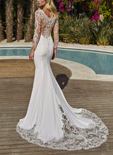 Long Sleeves Sweep Train Wedding Dresses-Dbrbridal