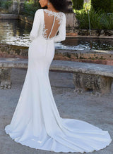 Long Sleeves Wedding Dresses Mermaid Fitted Back Lace-Dbrbridal