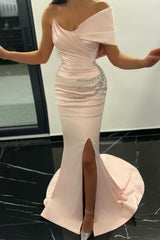 Long Split Mermaid Prom Dress With Beadings-Dbrbridal