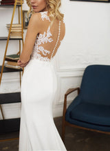 Luxury Lace Mermaid Fitted Wedding Dresses Featuring Elastic Satin-Dbrbridal