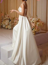 Luxury Satin Wedding Dresses Beaded One-Shoulder Mermaid Fitted-Dbrbridal