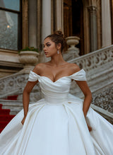 Luxury Satin Wedding Dresses Ruffle-Dbrbridal
