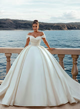 Luxury Satin Wedding Dresses Ruffle-Dbrbridal